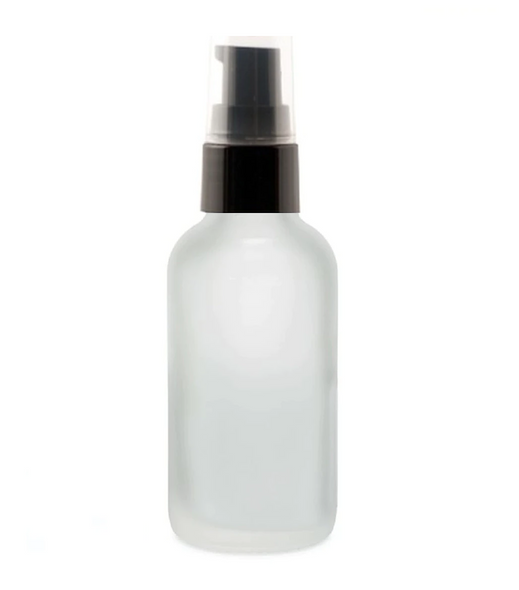 1 Oz FROSTED Glass Bottle w/ Black Smooth Treatment Pump