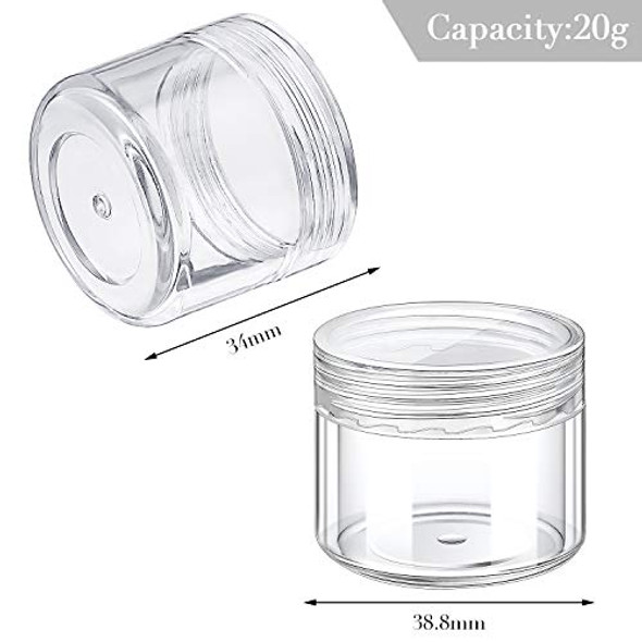 20 Pieces Round Pot Jars Plastic Cosmetic Containers Set with Lid for Liquid Creams Sample, 20 ml/ 0.7 oz (Clear Lid)
