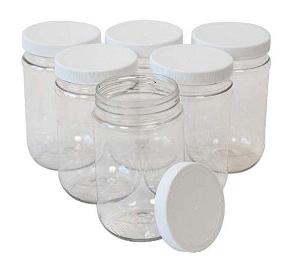 1 Gallon Plastic Grip Jar with Cap, PET, Clear, 4 Pack