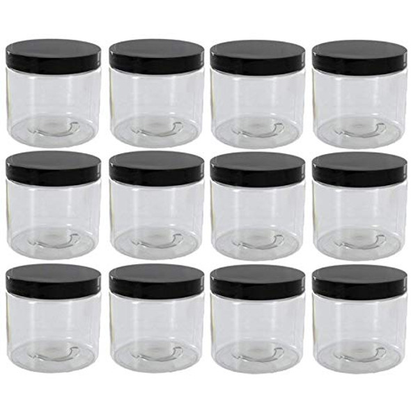 4oz Clear Plastic Jars with Blank Labels (BPA Free PET Plastic) (12 Count)