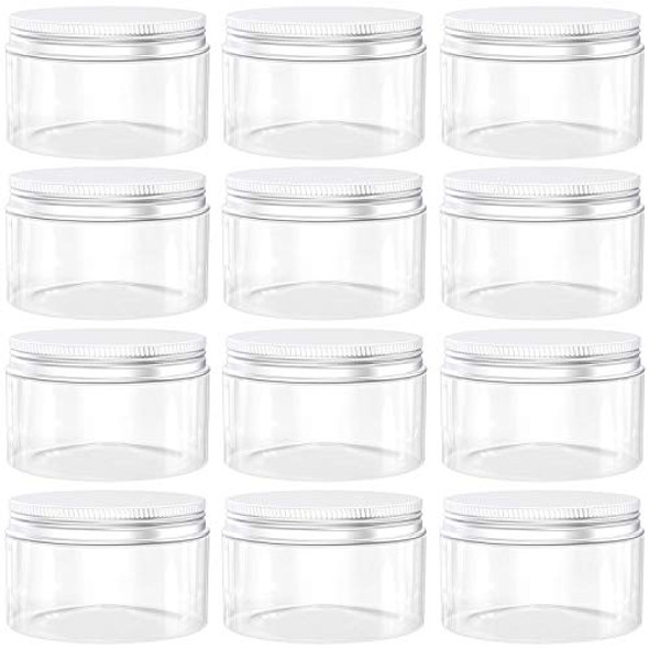10 Ounce Plastic Jars Clear Plastic Mason Jars Storage Containers Wide Mouth With Lids For Kitchen & Household Storage Airtight Container 12 PCS