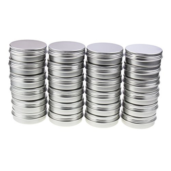 LJY 24 Pieces Round Aluminum Cans Screw Lid Metal Tins Jars Empty Slip Slide Containers (2 oz)