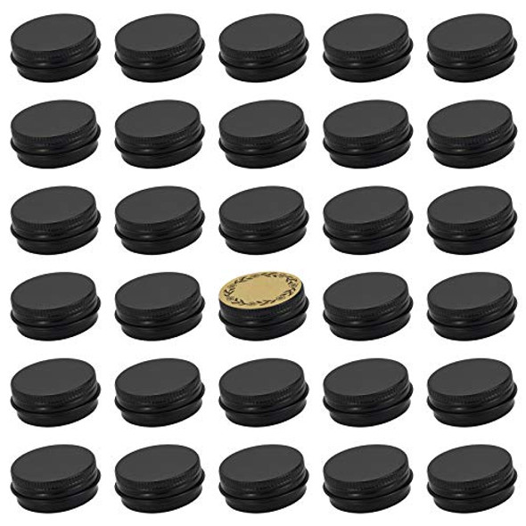 31pcs 0.5oz/15ml Black Aluminum Tin Jar with Screw Lid and Blank Labels