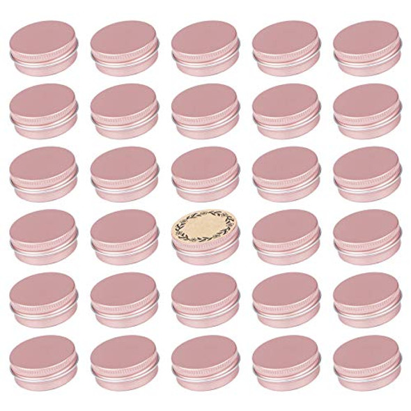 Screw Top Rose Gold Aluminum Tin Jar with Screw Lid and Blank Labels - 31pcs, 0.5oz