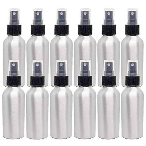 4 fl oz Aluminum Bottle with Black Spray Cap (12 Pack)