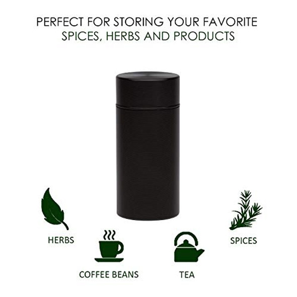 Stash Jar  Airtight Smell Proof Jar Aluminum Storage Container. Waterproof Weed Accessories Durable Multi-Use Portable Weed Jar. Herb Tobacco Spices Container Screw-Top Lid Lock Odor  Black (2)