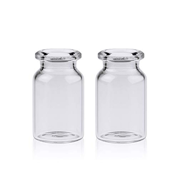 Borosilicate Glass Clear Flat Bottom Crimp Headspace Vial, Beveled Finish, Short Neck, 6ml Capacity, 22x38mm, Case of 100