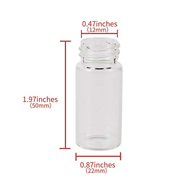 10ml Glass Sample Vials Liquid Clear Small with Screw Caps and Plastic Plugs, Leak-Proof, 25PCS