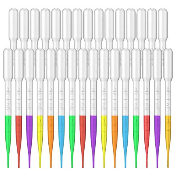 Scineeds 3ML Plastic Pipettes Droppers (100 Pcs)- Disposable Graduated Eye Dropper Set for Essential Oils, Make up Tool and Science Laboratory Experiment