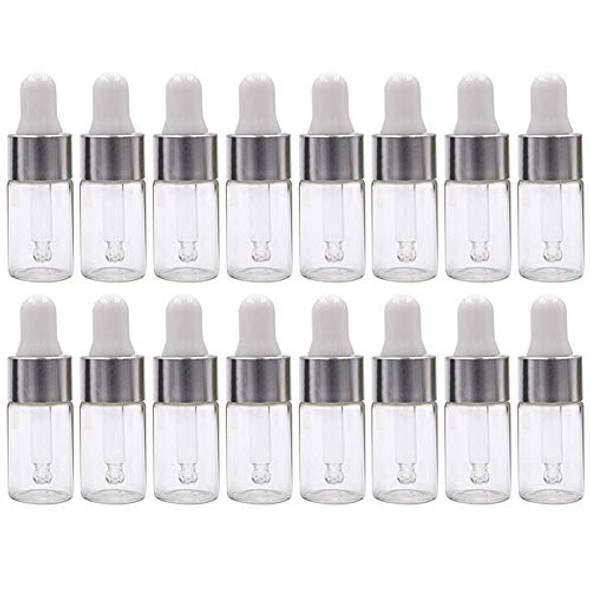 50pcs Clear Glass Dropper Bottles Mini Essential Oil Vials with Glass Eye Dropper Empty Cosmetic Lotion Sample Bottles Refillable DIY Cosmetic Container Liquid Perfume (3ml)