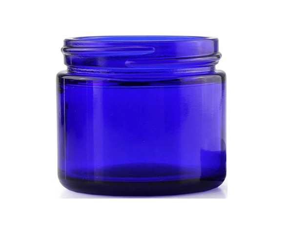 2 oz cobalt blue glass straight-sided round jar with 53-400 neck finish - Case of 168