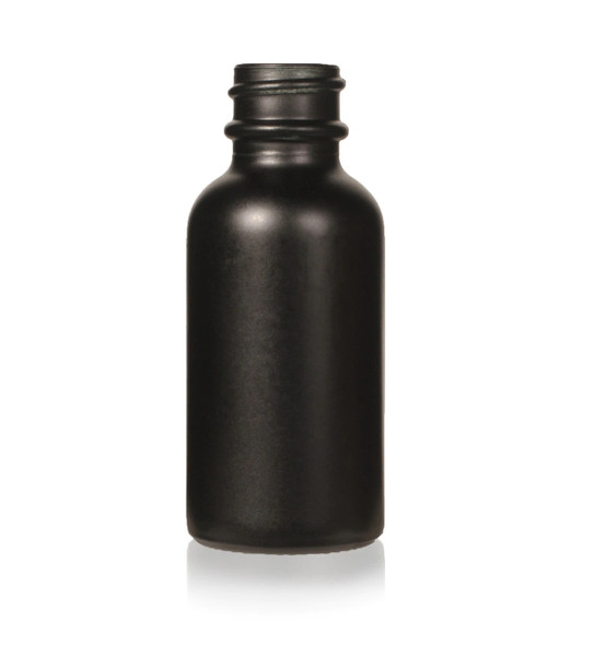 1 Oz. Matte Black Glass Bottle, 20/400 with neck finish