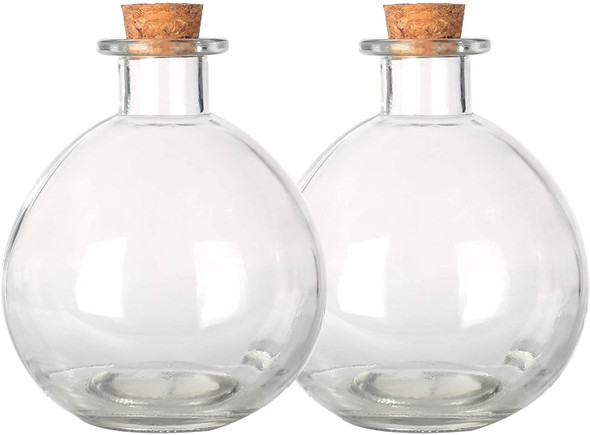 Decorative Glass Bottle with Cork Stopper (9 oz. Potion Bottles / 2 Pcs)