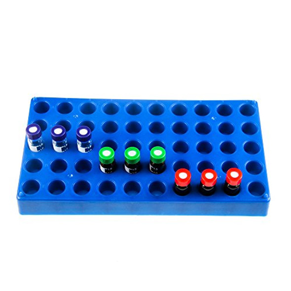 (1 Pack) Vial Rack, Single Blue Holds 50 Standard 12mm 2mL Vials