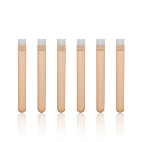 ULAB Plastic Test Tubes with Flange Stoppers, 50pcs of Dia.16x125mm Party Tubes, Light Orange, 50pcs PE Flange Stoppers, Dia.16mm, Nature Color, UTT1019