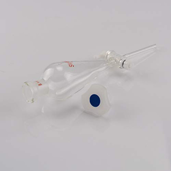 StonyLab Borosilicate Glass 60 ml Heavy Wall Conical Separatory Funnel with 19/26 Joints and PTFE Stopcock, 60 mL