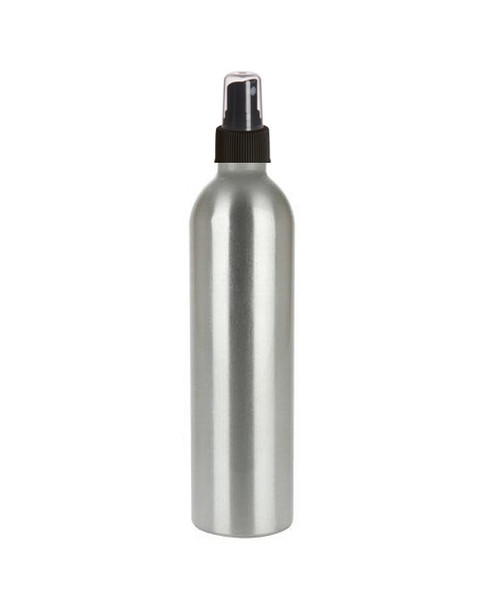 240 ml (8 oz) Aluminum Slimline Bottle with Black Fine Mist Sprayer- Set of 48