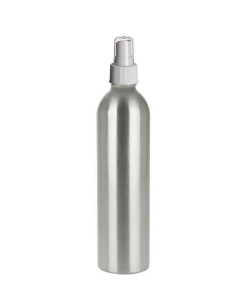 250 ml (8 oz) Aluminum Slimline Bottle with White Fine Mist Sprayer- Set of 48