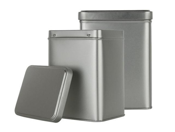 28 oz 3.8" Square Tea Tin with Slip Lid