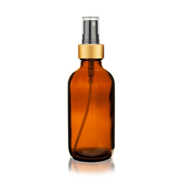 4 Oz Amber Glass Bottle with Black Gold Fine Mist Sprayers