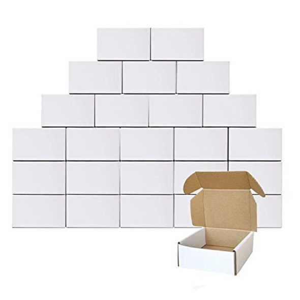 5.6x4.3x3.1 inches Shipping Boxes Set of 25, White Corrugated Cardboard Box Literature Mailer,Die-Cut Shipping Cartons, Small White Mailing Boxes