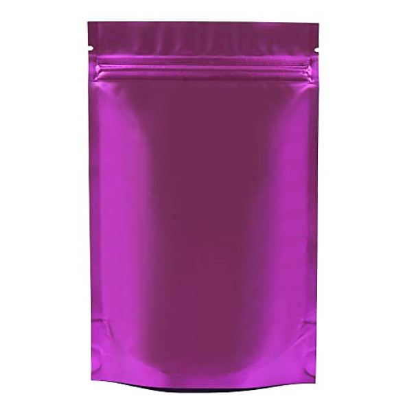 100PCS Matte Double-Sided Colored Stand-Up Resealable QuickQlick Bags (12x18cm (4.7x7.1"), Purple)