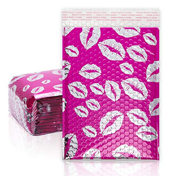 25pcs 7x10" Lover Lip Kisses for Cosmetics Jewelry Valentines Presents Birthday Gifts Padded Envelopes Self Seal Waterproof -  (Rose Pink Color)