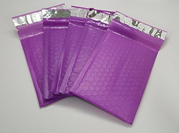 500-Pack #000 (4" x 8") Premium Mat Purple Color Self Seal Poly Bubble Mailers Padded Shipping Envelopes (Total 500 Bags)