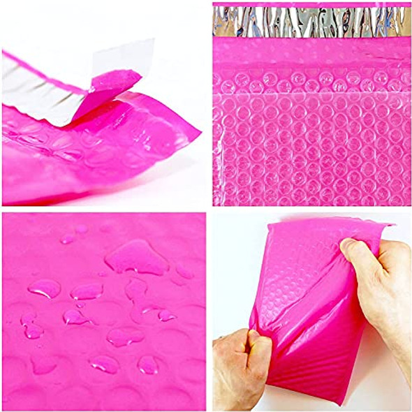 100-Pack #4 (9.5" x 14.5") Premium Hot Pink Color Self Seal Poly Bubble Mailers Padded Shipping Envelopes (Total 100 Bags)