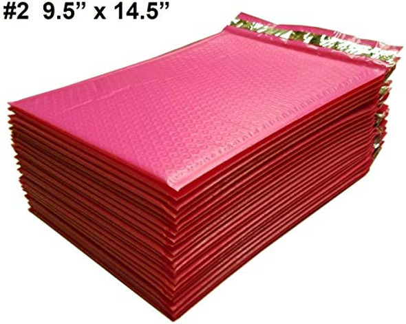 25-Pack #4 (9.5" x 14.5") Premium Hot Pink Color Self Seal Poly Bubble Mailers Padded Shipping Envelopes (Total 25 Bags)