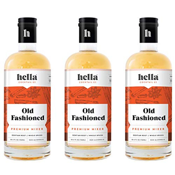 Hella Cocktail Co. Old Fashioned Premium Cocktail Mixers, 750ml (3 Bottle Set) - Made with All Natural Ingredients, Easy to Mix a Proper and Well-Balanced Old Fashioned Drink