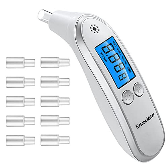 Ketosis Breath Analyzer Portable Digital Ketone Breath Meter Tracing Ketones Status with Replaceable Mouthpieces