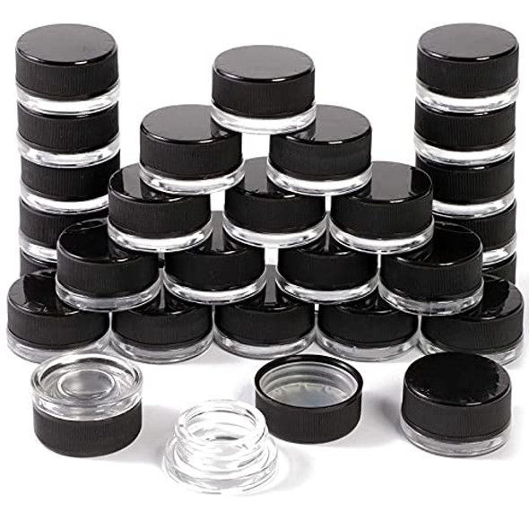 Clear Glass Jars with Black Lids for Cosmetics (0.24 oz, 30 Pack)