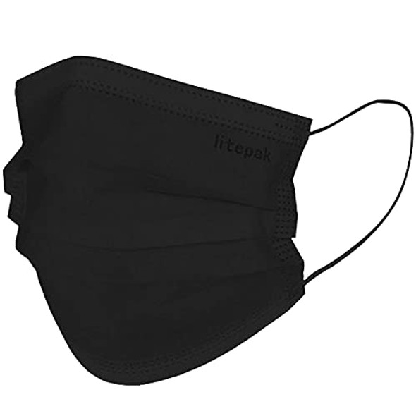 Litepak 500pcs Premium Disposable Face Mask SOFT 3ply Nose Wire - Black