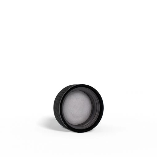 20-400 PP Black Ribbed Flat Caps Foam lined -Case of 360