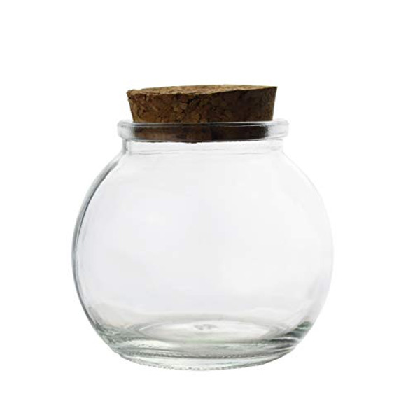 Clear Glass Bottle With Cork Stopper Assorted Shapes Bud Vases Jars Message Wish Bottle 1 Piece (Round Ball)