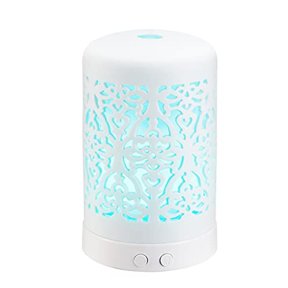 Essential Oil Diffuser Aromatherapy Humidifier: Air Mist Vaporizer for Room - White Ceramic Aroma Infuser for Home Bedroom Office - Small Ultrasonic Scent Fragrance Machine-1643124535