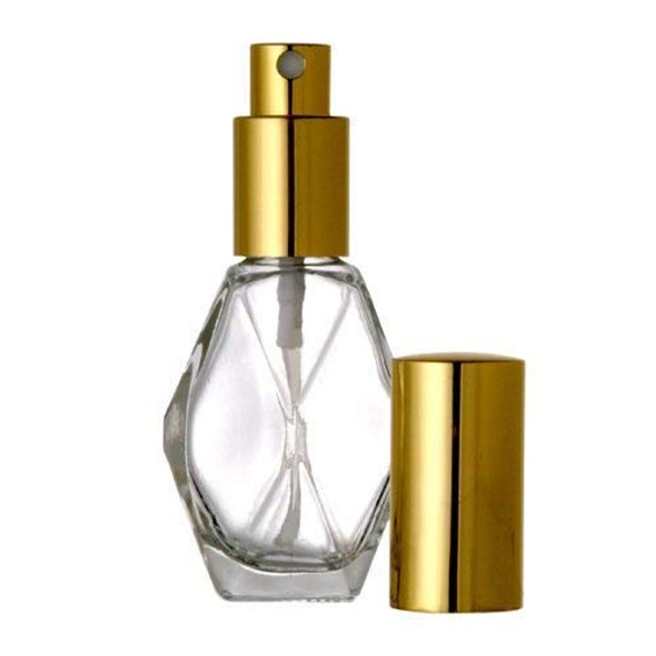 30ml , 1 oz Clear Diamond Bottles With Golden Mist pumps - Case of 144