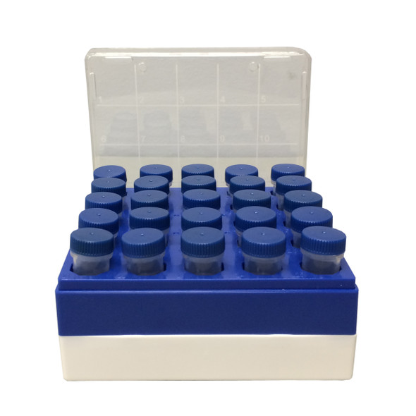 Freezer box, polycarbonate, for 25 (5x5) 5mL tubes, 5/pk