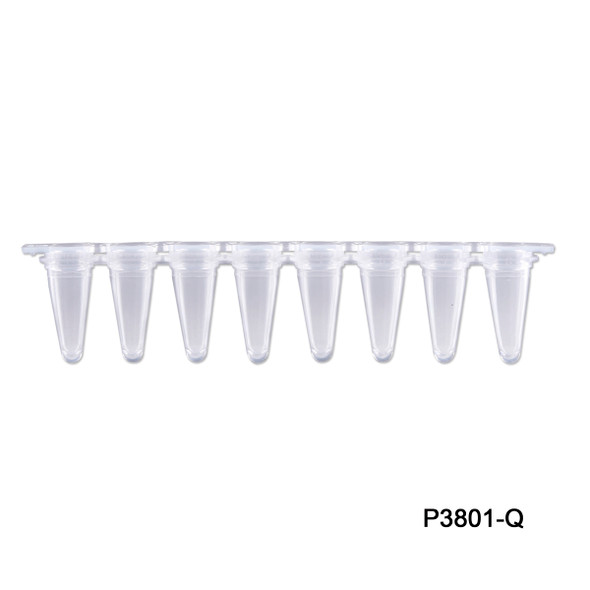 0.1ml qPCR 8-Strip (With SEPARATE Optical Strip Caps), Natural/Clear, 120/pk