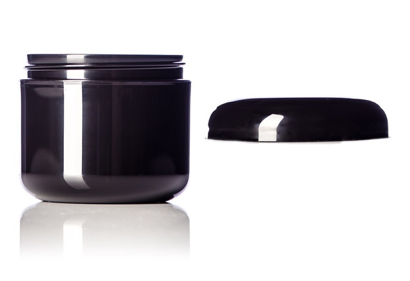 4 oz Black PP/PS double wall round base jar with 70-400 neck finish w/ Black PP 70-400 unlined dome lid