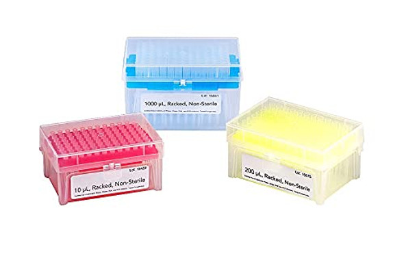 MICROLIT Micro Pipette Tips - Racked (Box), Non-Sterile, Universal Fit Micropipette Tips (200ul - 1 Pack of 10 Racks (960 Tips))