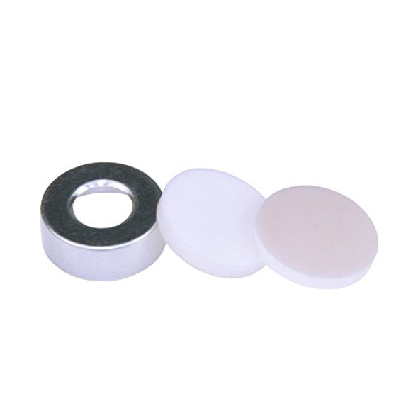 20mm Closure Size, Aluminum Crimp Seal with Natural PTFE/White Silicone Septa for Headspace Vial (Case of 100)
