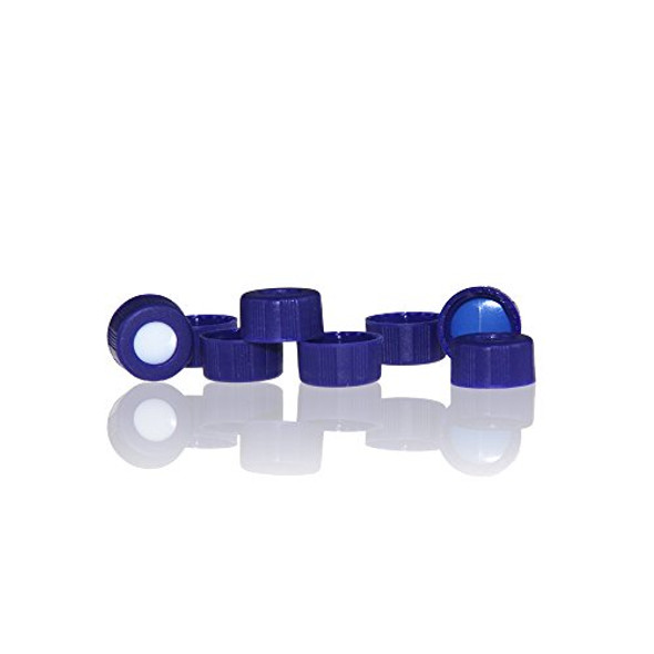 HPLC Pre-Slit 9-425 Screw Thread Vial Blue Caps, 9mm, Blue PTFE/White Silicone Septa, 100 pcs/pk