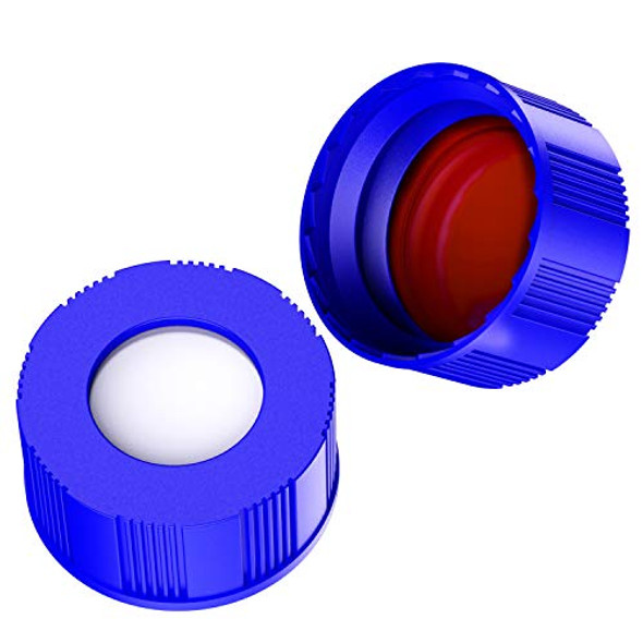 Autosampler Vials Cap,9mm Blue Polypropylene Screw-Thread Caps with PTFE Red/Silicone White Septa by Biomed Scientific