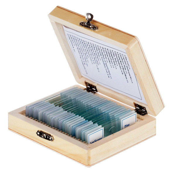 Biology Set - Professional Grade Specimens, 25 Prepared Microscope Slides and Storage Box