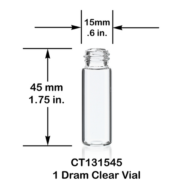 1 Dram Clear Glass Vial - w/ Screw Cap