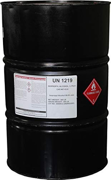 Duda Energy 55 Gallon Drum of 99.9+% Pure Isopropyl Alcohol Industrial Grade IPA Concentrated Rubbing Alcohol, 55 Gallon Drum, 7040 Fl Oz, Clear (55giso)