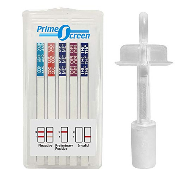Prime Screen [10 Pack] 5 Panel Saliva Oral Fluid Test Kit, E&I Exempt for Workplace Employment and Insurance Testing (AMP, COC, MET, OPI, THC) - ODOA-256