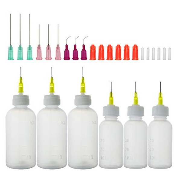 6Pcs Syringe Bottle with 15Pcs Dispensing Needles and 12Pcs Cap (30ml+50ml)